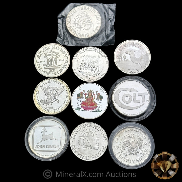 x10 1oz Misc Vintage Silver Coin Lot