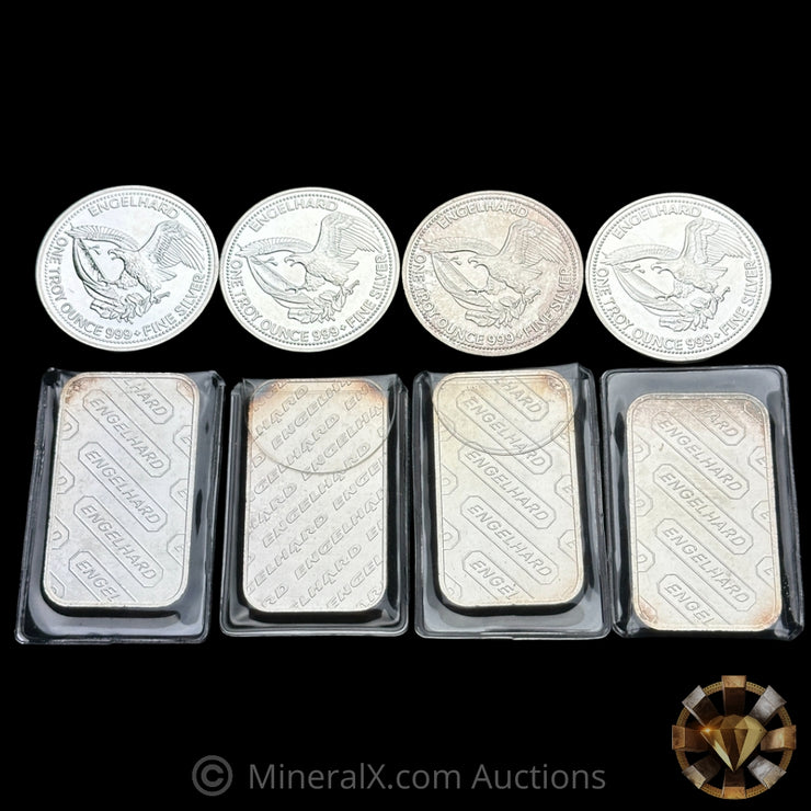 x8 1oz Engelhard Vintage Silver Coin & Bar Lot
