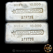 x2 10oz Engelhard Bull Logo Vintage Silver Bars With Sequential Serials
