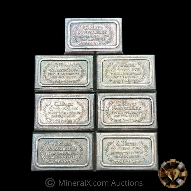 x7 1oz C Rhyne & Associates Seattle Washington USVI Vintage Silver Bar ...