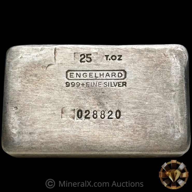 25oz Engelhard 3rd Series Vintage Silver Bar With Unique Reverse Convex Stamp