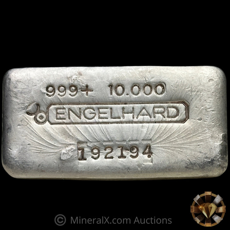 10oz Engelhard 3rd Series Bull Logo Vintage Silver Bar With Unique Linen Back