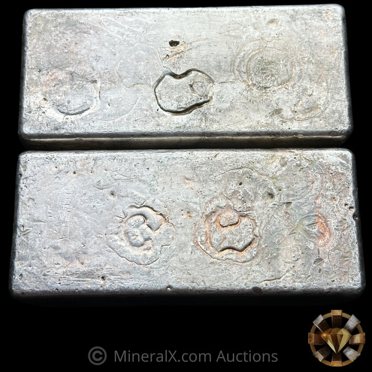 x2 Kilo Harrington Metallurgy Ltd Australia Vintage Silver Bars with DCL Counterstamp & Sequential Serials