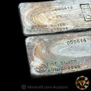 x2 Kilo Harrington Metallurgy Ltd Australia Vintage Silver Bars with DCL Counterstamp & Sequential Serials