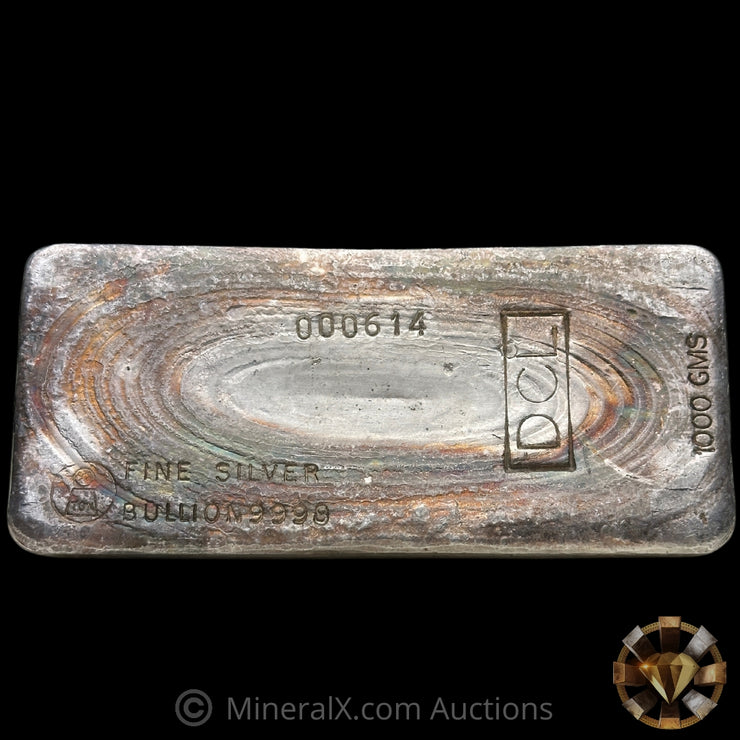 x2 Kilo Harrington Metallurgy Ltd Australia Vintage Silver Bars with DCL Counterstamp & Sequential Serials