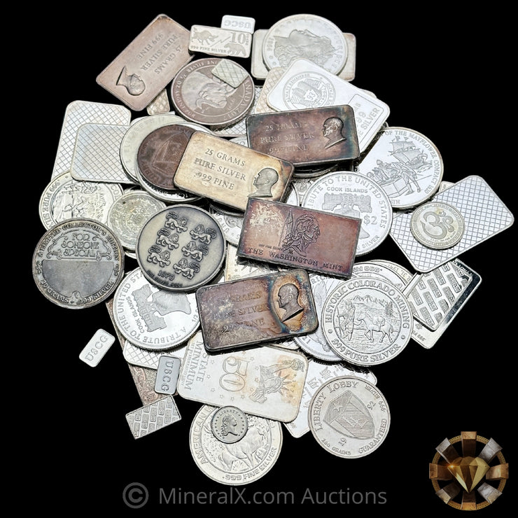 28.9oz Misc Fractional Silver Coin & Bar Lot
