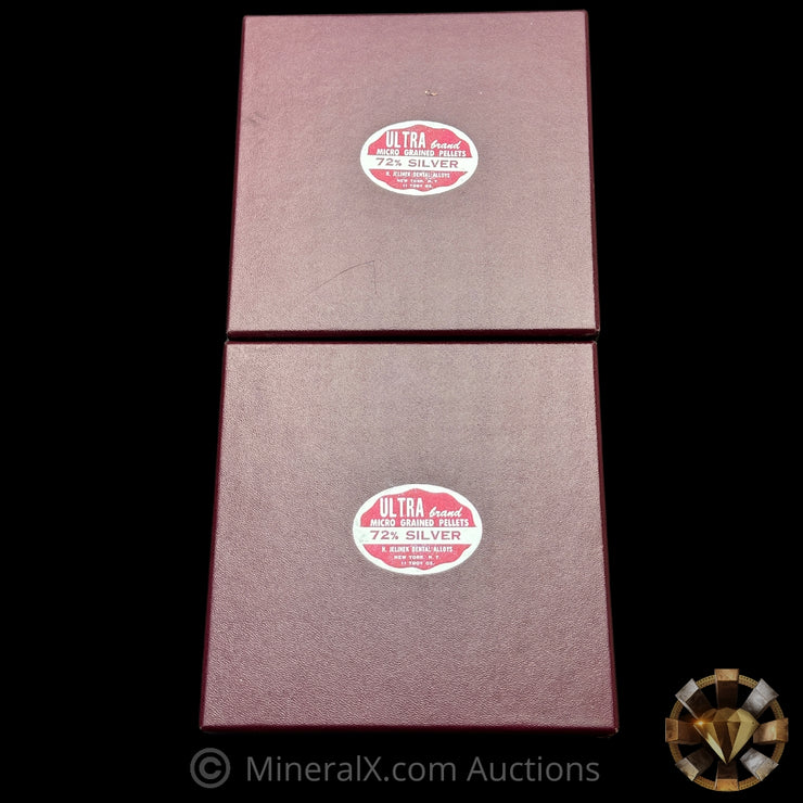 x22 1oz (x2 11oz Boxes) Jelinek "Ultra Grand" Vintage Industrial Silver Pellets in Original Boxes (72% Ag)