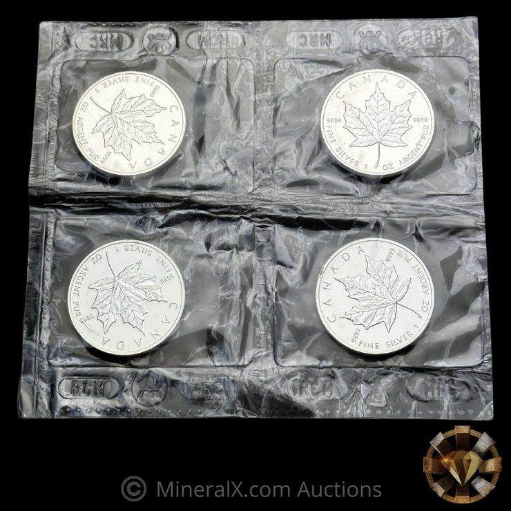 x4 1oz 1999 $5 Royal Canadian Mint RCM Maple Leaf Silver Coins