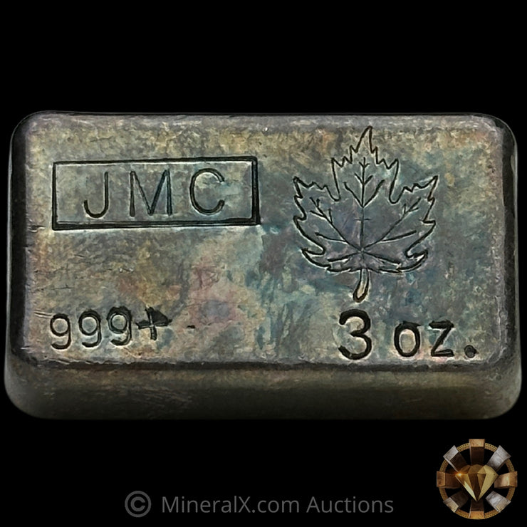 3oz JMC Johnson Matthey Maple Leaf Vintage Silver Bar