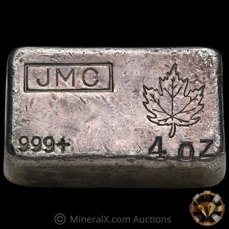 4oz JMC Johnson Matthey Maple Leaf Vintage Silver Bar