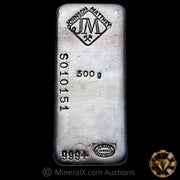 500g JM Johnson Matthey S Serial Vintage Silver Bar