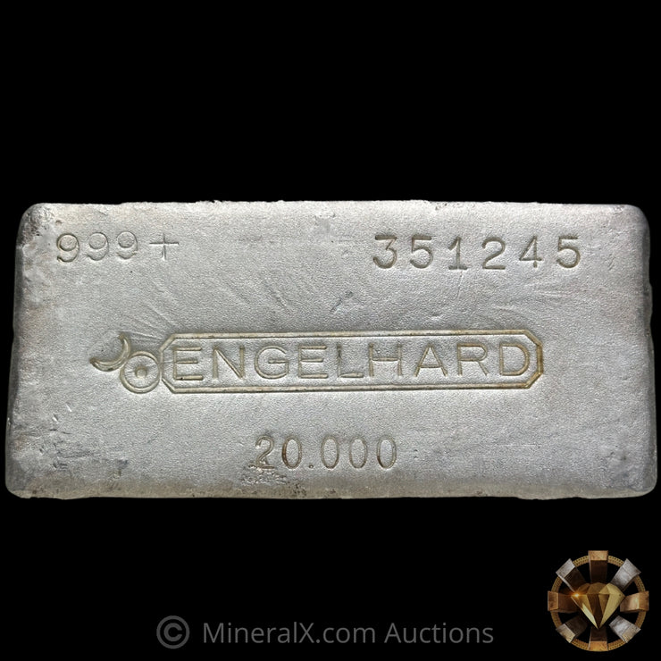 20oz Engelhard Bull Logo 9th Series Large Font Serial Vintage Silver Bar