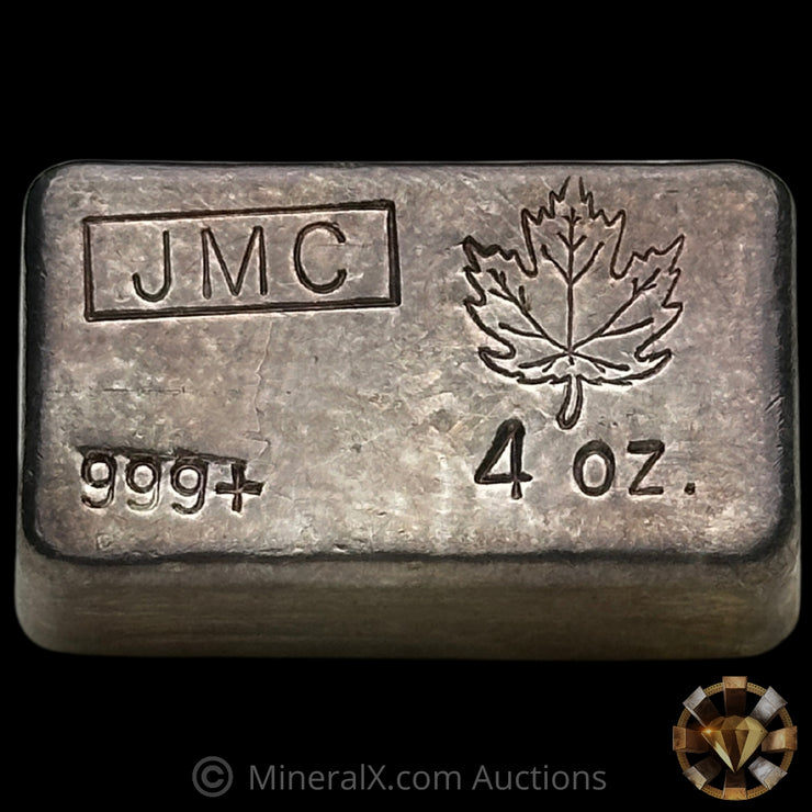 4oz JMC Johnson Matthey Maple Leaf Vintage Silver Bar