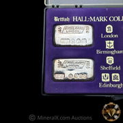 x4 100g 1969 Engelhard London British Hallmark Collection Vintage Silver Bar Set With Original Presentation Case