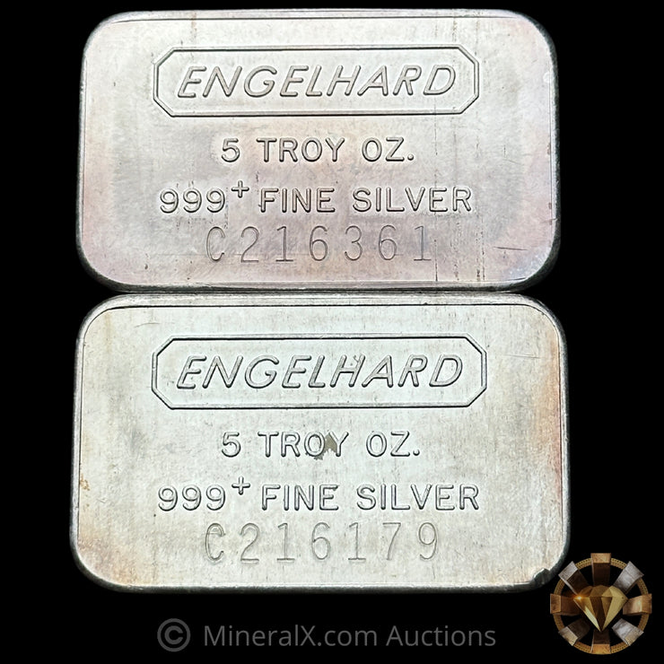 x2 5oz Engelhard Vintage Silver Bars