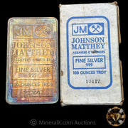 100oz Johnson Matthey JM Vintage Silver Bar With Original Numbers Matching Box