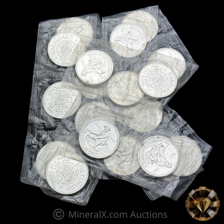 x20 1oz 1984 Engelhard E Logo Prospector Vintage Silver Coins In Original Seals