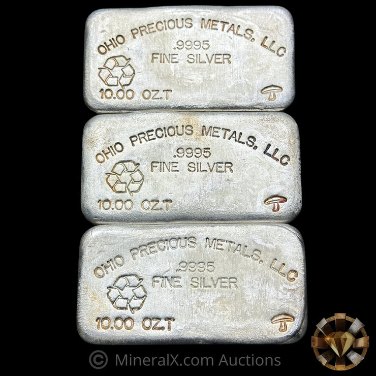 x3 10oz Ohio Precious Metals Silver Bars
