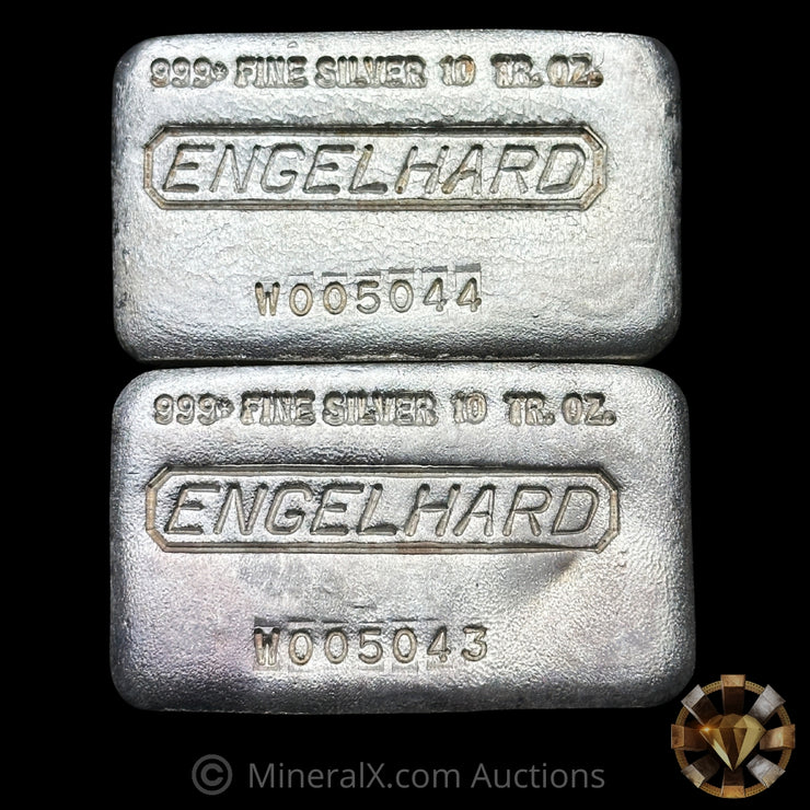 x2 10oz Engelhard W Series Sequential Vintage Silver Bars