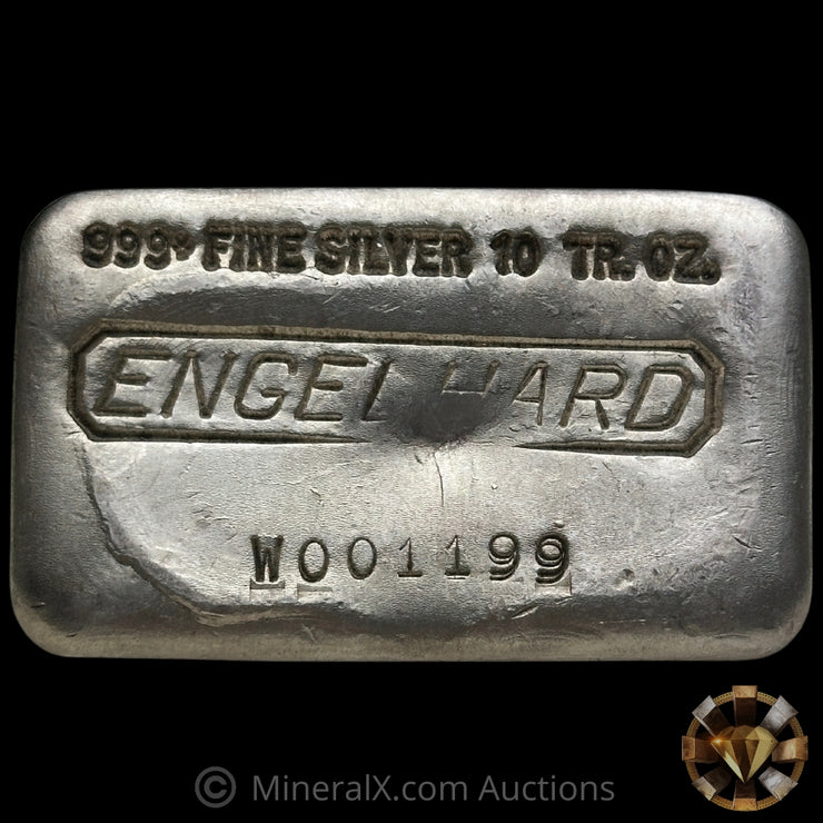 10oz Engelhard W Series Vintage Silver Bar With Unique Double Strike Serial