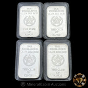 x4 1oz Engelhard Maple Leaf Sequenitial Serial "Par Excellence Club Des Rois / The Club Of Kings" Reverse Vintage Silver Bars In Original Seals