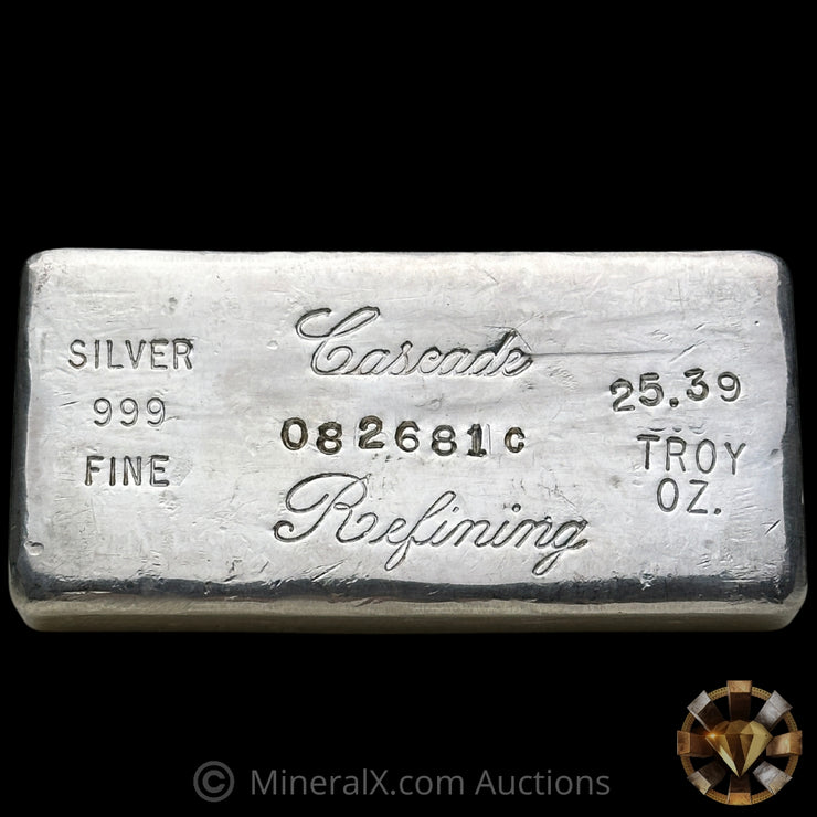 25.39oz Cascade Refining Rare C Suffix Vintage Silver Bar