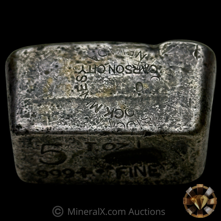 5oz "T.OZ" Comstock Mines Carson City Nevada Vintage Silver Bar Uniquely Counterstamped On All Sides