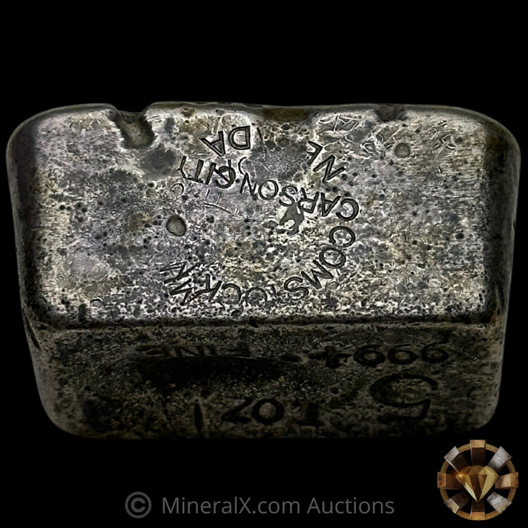 5oz "T.OZ" Comstock Mines Carson City Nevada Vintage Silver Bar Uniquely Counterstamped On All Sides