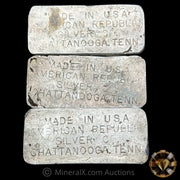 x3 10oz American Republic Silver Co Chattanooga Tenn Sequential Vintage Silver Bars