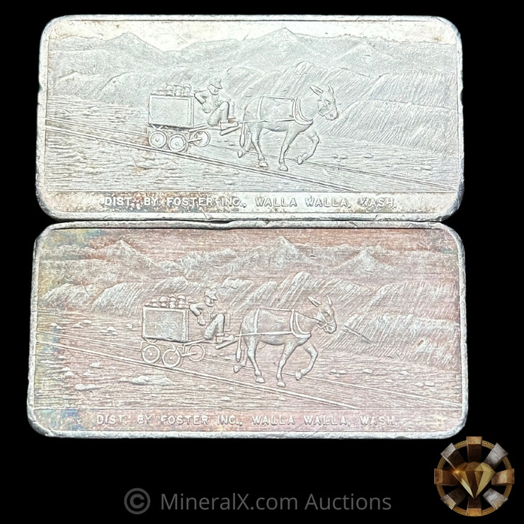 x2 3oz W H Foster Vintage Silver Bars