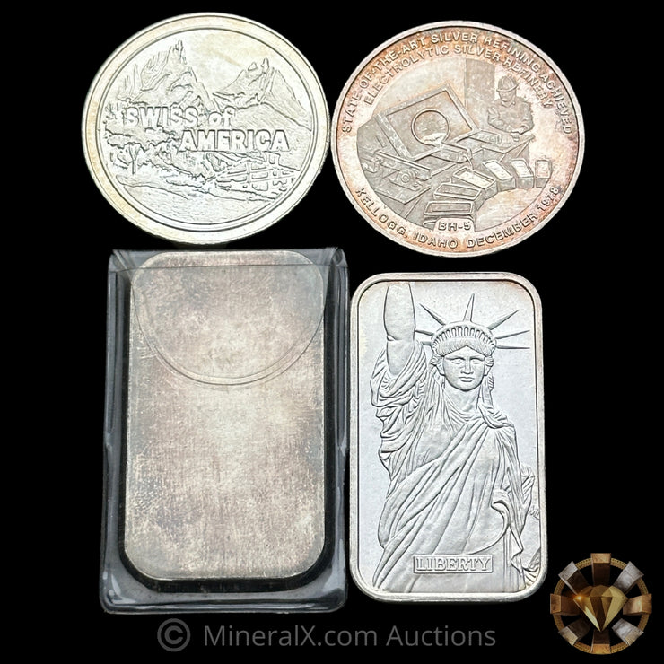 x4 1oz Misc Vintage Silver Bars & Coins