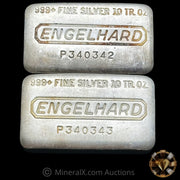 x2 10oz Engelhard P Loaf Sequential Vintage Silver Bars