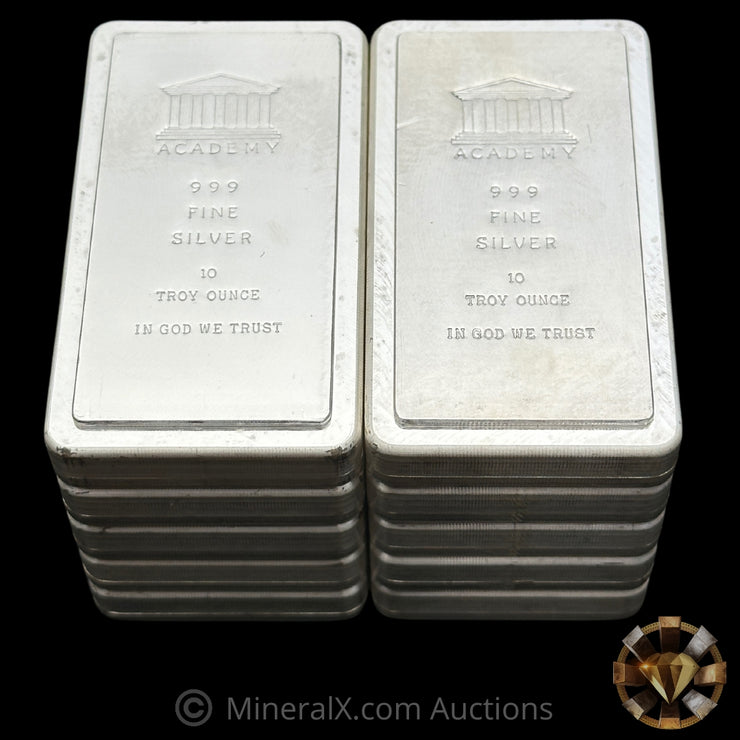 x10 10oz (100oz) Academy "In God We Trust" Vintage Silver Stacker Bars