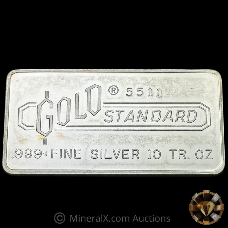 10oz Gold Standard Corp With Serial Variety Vintage Silver Bar