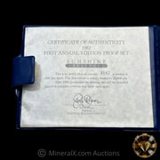 7oz 1982 Sunshine Bullion Vintage Silver Coin Set In Original Blue Velvet Folder With COA