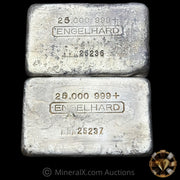 x2 25oz Engelhard 1st Series Rare "5 over 0" Variety Sequential Serial Vintage Silver Bars