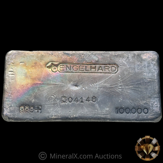 100oz Engelhard Bull Logo Vintage Silver Bar – MineralX