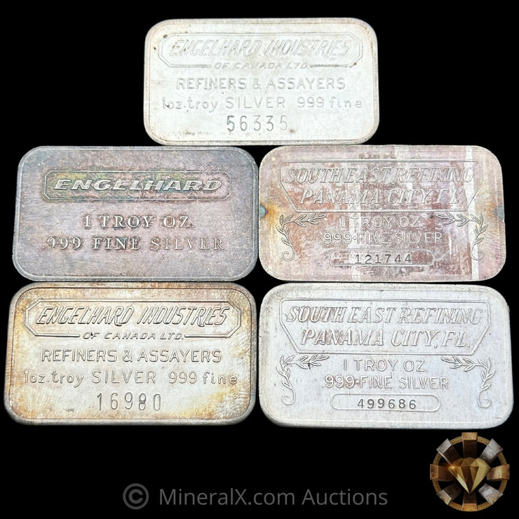 x5 1oz Misc Vintage Silver Bars