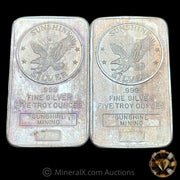 x2 5oz Sunshine Mining Company Vintage Silver Bars