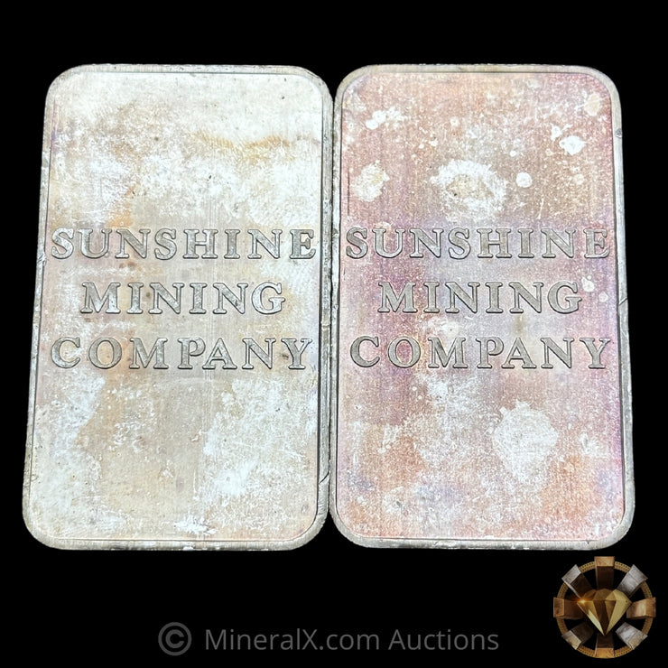 x2 5oz Sunshine Mining Company Vintage Silver Bars