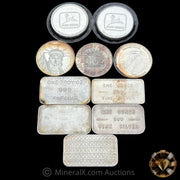 x10 1oz Misc Vintage Silver Coin & Bar Lot