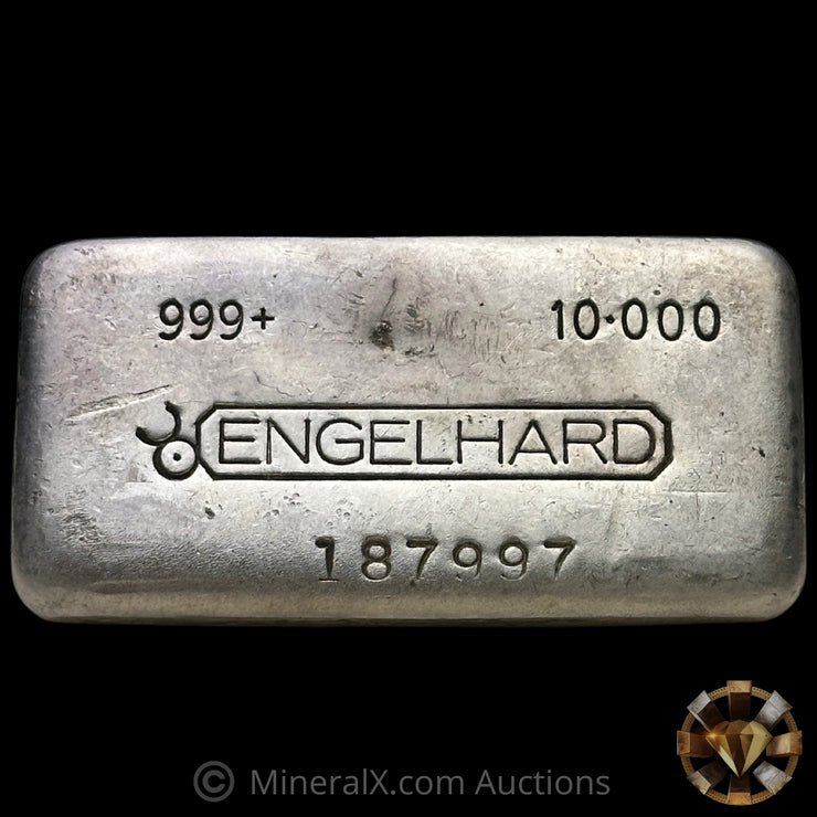 10oz Engelhard Bull Logo Floating Decimal Vintage Silver Bar