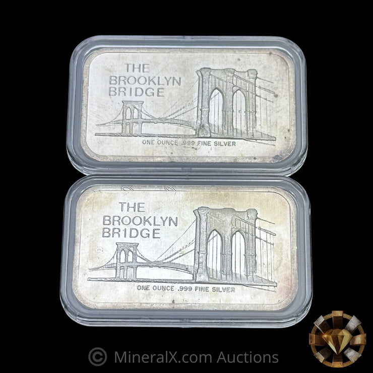 x2 1oz The Brooklyn Bridge Vintage Silver Art Bars (Different Varieties)