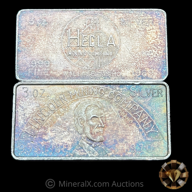 x2 3oz W H Foster Vintage Silver Bars