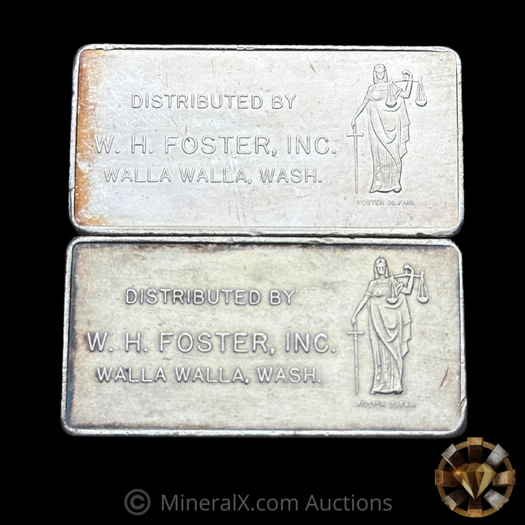 x2 3oz W H Foster Vintage Silver Bars