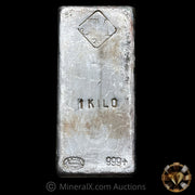 Kilo JM Johnson Matthey Right Side 999+ Vintage Silver Bar