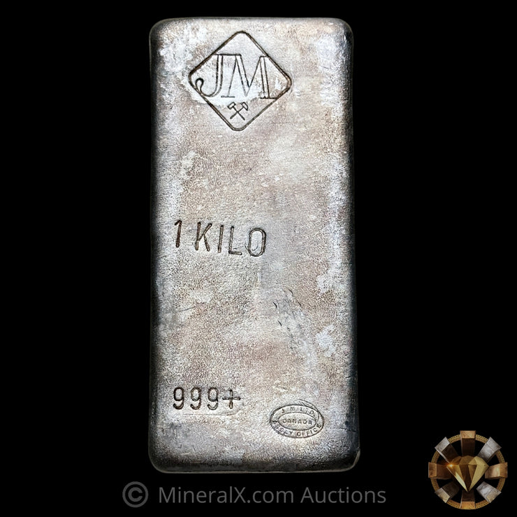 Kilo JM Johnson Matthey Left Side 999+ Vintage Silver Bar