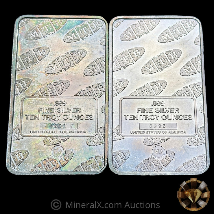 x2 10oz Liberty MTB Sequential Vintage Silver Bars