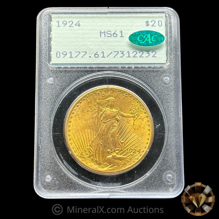 1924 MS61 PCGS CAC $20 Saint Gaudens "Rattler" Double Eagle Gold Coin