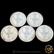 x5 2oz The State Of Texas Vintage Silver Coins (10oz Total)